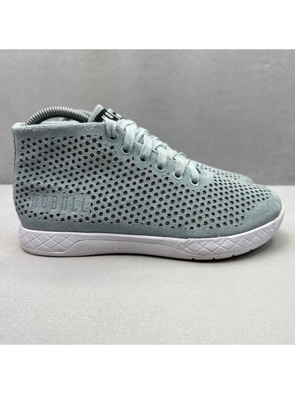 NOBULL Mid Trainer Womens Size 7 Shoes Perforated Teal Suede Workout Gym Sneaker